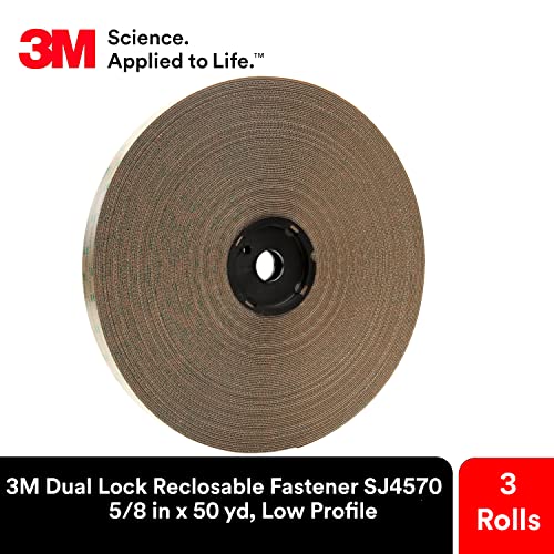 Image of 3M Dual Lock Low Profile Reclosable Fastener SJ4570, Clear, 5 /8 in x 50 yd, Secure Interlocking Alternative to Screws and Bolts, Smooth Aesthetic, Indoor Use, 3 Rolls