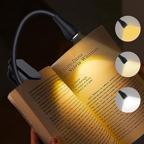 Image of Rechargeable Book Light,Portable Book Lamp,USB Book Light,Clip on Reading Lights,Book Lamp for Reading in Bed,360 Adjustable Clip on Light,Perfect for Book Lovers (Black)