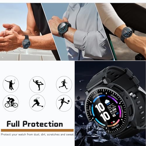 Image of [4-Pack] Screen Protector Case with Tempered Glass Compitible with Amazfit Active Max Smart Watch, Hard PC Case Screen Protector Cover Bumper Accessories for Women Men
