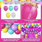 Pink Blue Purple Birthday Party Decorations, Kids Girls Party Decorations Supplies with Hot Pink Teal Blue Purple Yellow Balloons Happy Birthday Banner Cake Topper Star Foil Balloon Fringe Curtain - Image 3