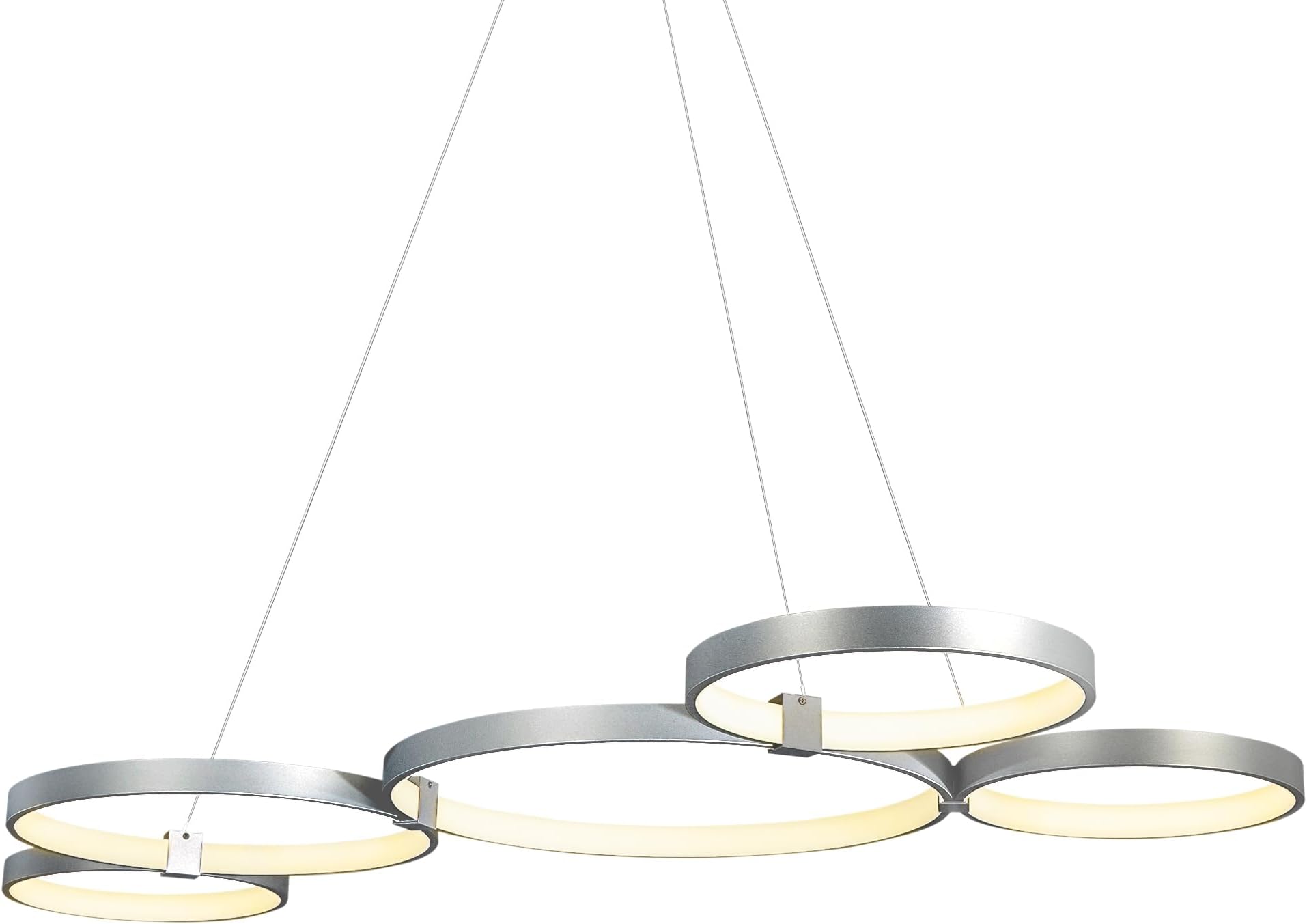 VONN VMC32410AL Capella 55", Multi-Ring Adjustable Hanging, Modern Chandelier Lighting in Silver Integrated LED, 50" L x 31.5" W x 120" (9.75") H,