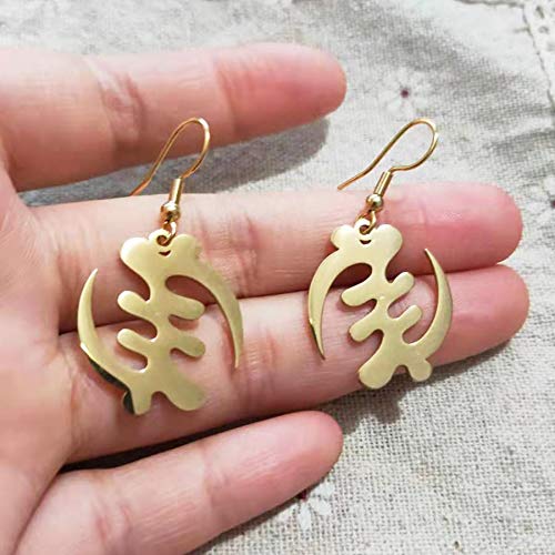 Exaggerated African Symbol in Afrcan Map Earrings Gold Color Stainless Steel Comb with Symbol Ethnic Jewelry2