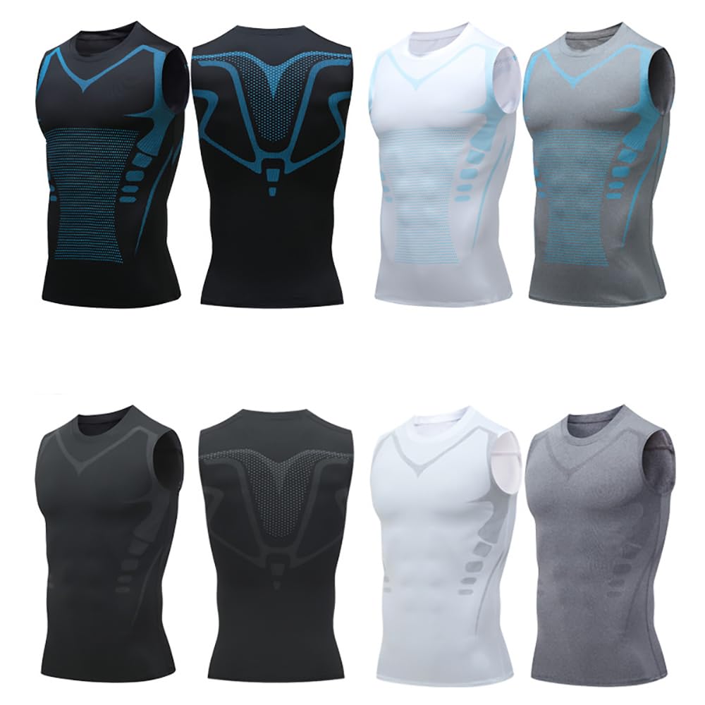 Maynox - Vita Boost Shirt, Maynox Shirt, 2024 New Version Ionic Shaping Sleeveless Shirt for Men (Gray-807,L)