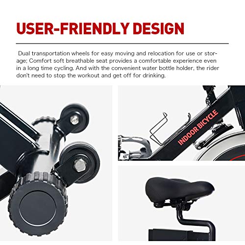JOROTO Magnetic Exercise Bike Stationary - Belt Drive Indoor Cycling Bikes Trainer Workout Cycle for Home (Suitable Inseam: 29 to 39 inches) (XM16)