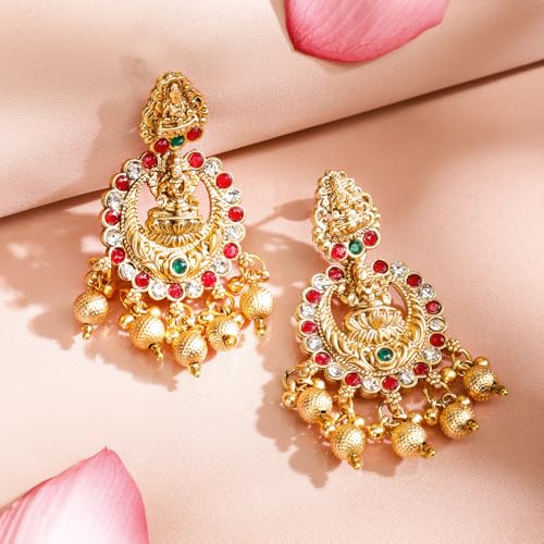 Image of Rubans Gold Plated Temple Necklace Set Traditional Statement Jewellery Gift for Women & Girls
