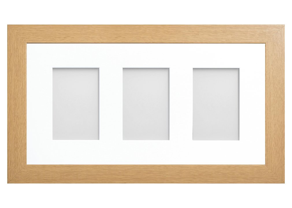 Frame Company Watson Beech Multi-Aperture Photo Frame with Mount, 20x10 for 6x4 (x3 portrait) * Choice of Frame Colour and Mount Design* NEW