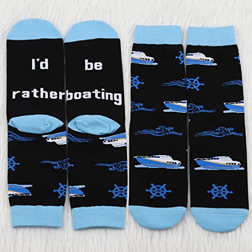 MBMSO 2 Pairs I'd Rather be Boating Socks Captain Boat Socks Boater Gifts Nautical Gifts for Boaters Boat Lover Boat Owner4