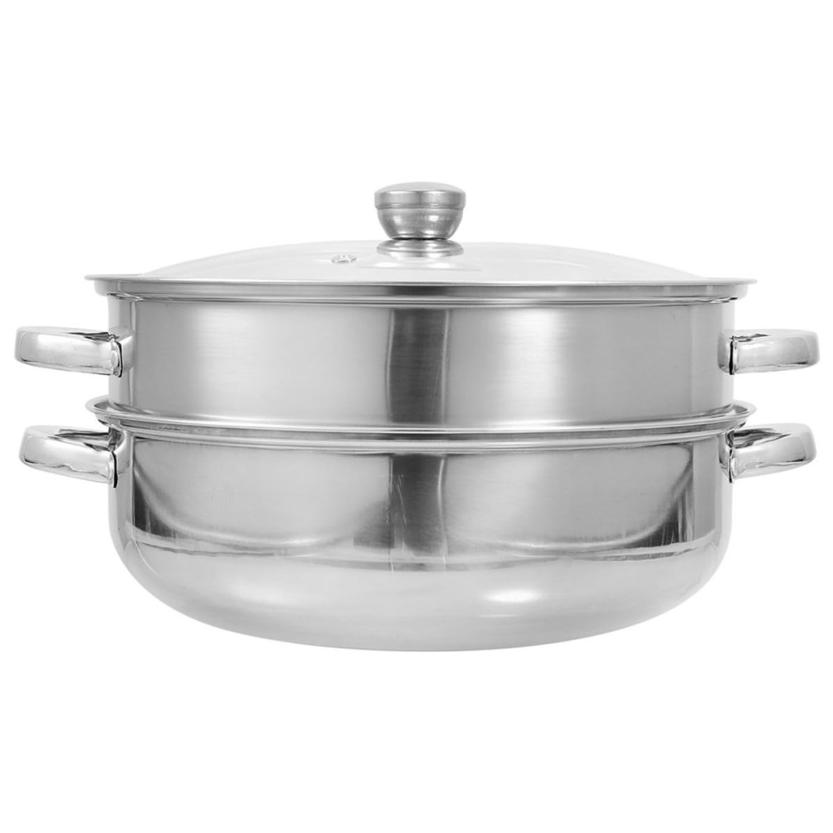 Küchendampfgarer aus Edelstahl mit Glasdeckel, 30cm, Silber