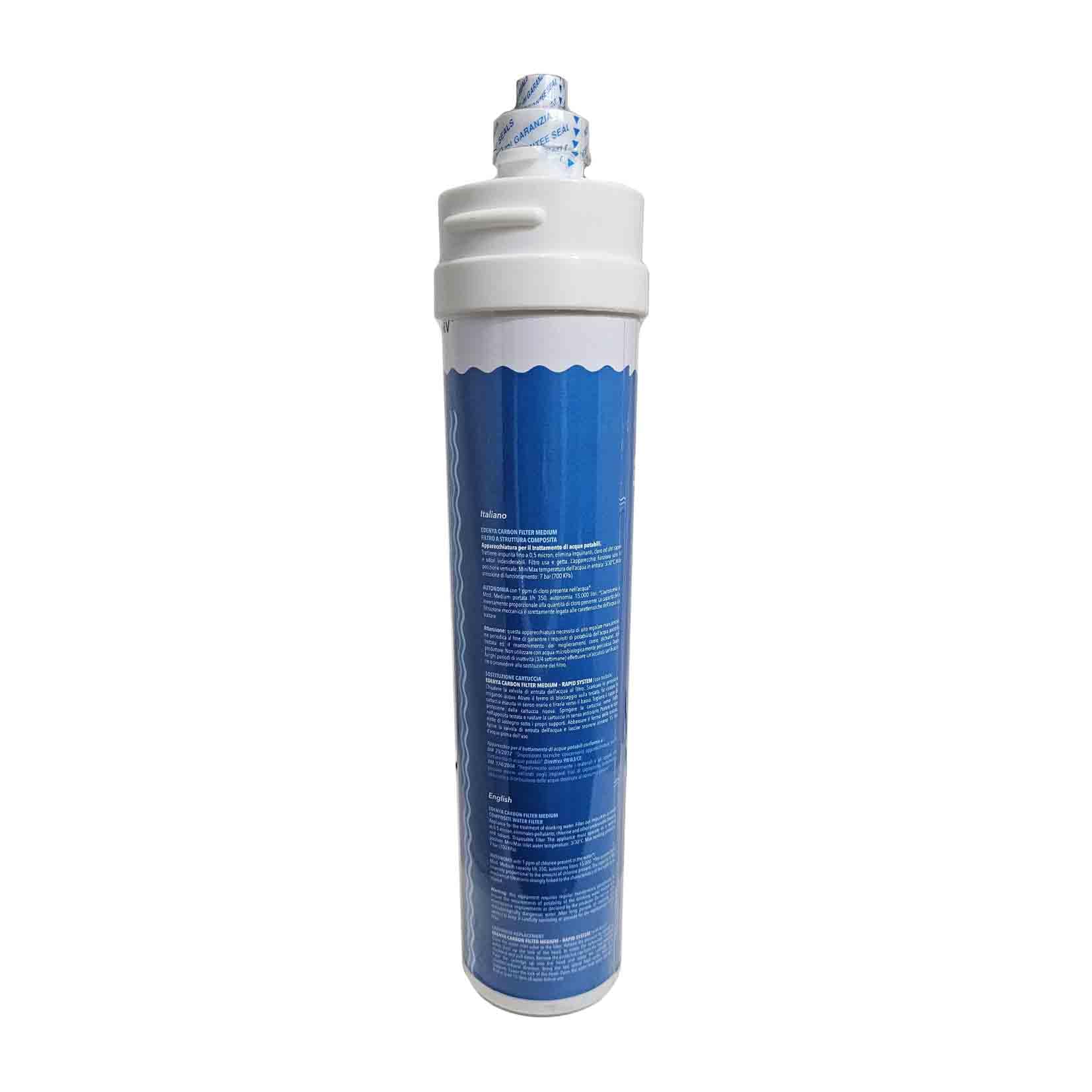 Edenya Filtro a Carbone Attivo 0,5 Micron - Medium Made in Italy Compatibile con Filtro Everpure 4C - 15000 lt 350 lt/h