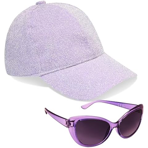 CityComfort Girls Purple Glitter Cap and Sunglasses Set Cover