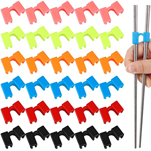 30 Pieces Chopstick Helper Training Kit Chopsticks Connector Reusable Plastic Training Chopstick Helper for Many Age Beginner Trainer or Learner