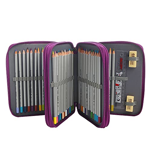 Image of 72 Slots Pencil Case Organizer w /Removal Handle Strap | 3-Layer Zipped Pencils Box Large for Colored Pencils Watercolor Pencils for Office and Travel for Artist