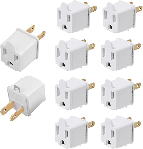 Adaptador de conexión a tierra de 3 clavijas a 2 clavijas convertidor de salida - Adaptador de enchufe de 3 pines a 2 pines Extensión para cable