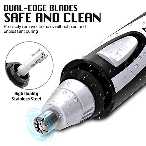 Ear and Nose Hair Trimmer Clipper - 2019 Professional Painless Eyebrow and Facial Hair Trimmer for Men and Women, Battery-Operated, IPX7 Waterproof Dual Edge Blades for Easy Cleansing(Black)