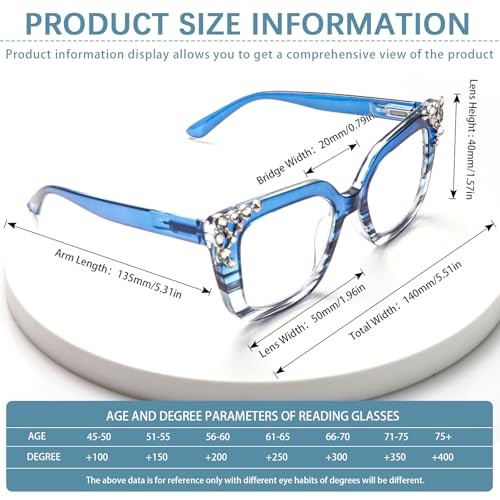 Image of Reading Glasses for Women Men Blue Light Blocking Glasses with Spring Hinge Anti Eyestrain Computer Readers