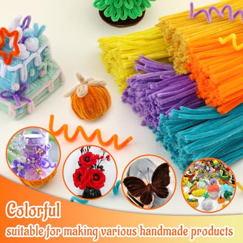 Image of Mnuizu 200 Pcs Pipe Cleaners, Chenille Stems Pipe Cleaner Craft Supplies | Fuzzy Sticks Christmas Craft Supplies for DIY Art & Creative Crafts Decorations, Orange