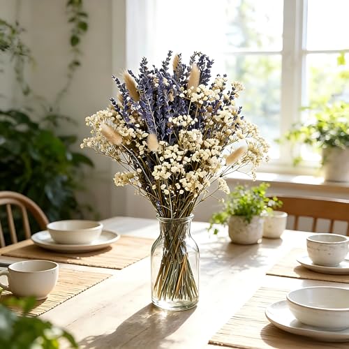 Ramo de flores secas de lavanda, 70 piezas, decoración natural boho miniatura 5