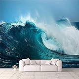 AFWADFWA Modern 3D Ocean Wave Wallpaper Stick and Peel Wall Stickers Removable Wall Paper Mural for Living Room Bedroom TV Background