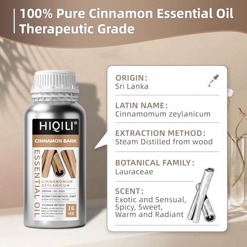 Image of HIQILI Cinnamon Essential Oil for Candle, Spary & Diffuser - 100% Pure Natural - Indoor and Outdoor