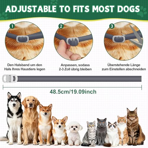 2 Pcs Floh Zeckenhalsband für Katzen & Hunde | Bis zu 16 Monate Langzeitschutz | Natürlicher Floh-und Zeckenschutz | Wasserdichter Verstellbares (Schwarz, Universal)