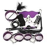 Kutocesy BDSM Set of 10 Pieces Handschellen Knebel Augenbinde Peitsche Nippelklemmen Fesseln Sexspielzeug für Paare Extreme Rollenspiele (black red)