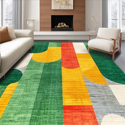 ODIKA Flatwoven High Traffic Area Rug 4x6, Artistic Mid Inspired
