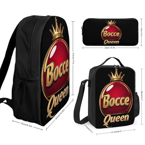 Bocce Queen - Bocci Ball Large Travel Backpacks Carry on Backpack Weekender Bag with 2 Storage Pockets for Men And Women2