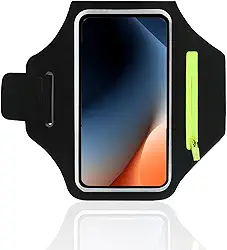 Braçadeira de corrida com bolsa de fone de ouvido, braçadeira de celular resistente à água para iPhone 16 15 Pro Max 14 Plus, capa esportiva para celular de 6,8 polegadas