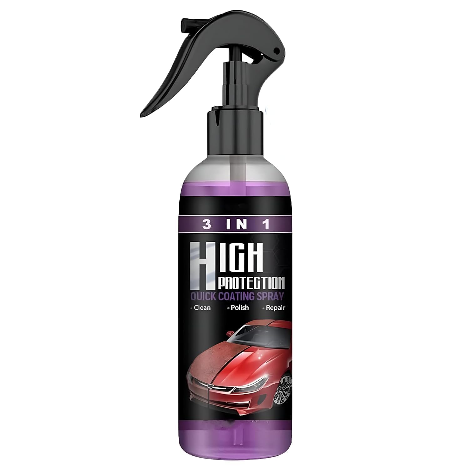 3 in 1 car coating spray, high protection quick coating for car exterior, clean polish & protect automotive surfaces, hydrophobic gloss finish spray for paint, body & vehicle care