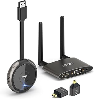 AIMIBO Wireless HDMI Transmitter & Receiver 4K@30Hz, VGA & HDMI Dual Screens Extender, Streaming Smooth 2.4/5G Wireless Video & Audio for Laptop, Camera, Cable Box to TV, Monitor, Projector 165FT/50M