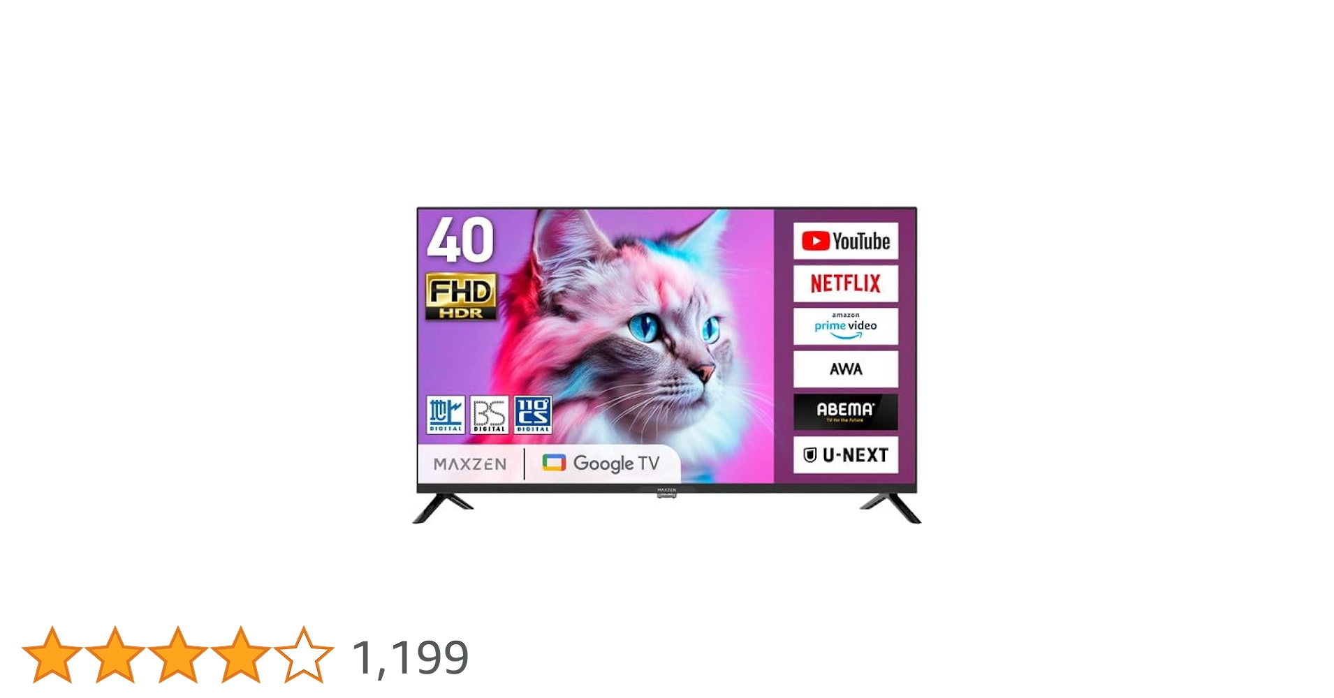 Amazon | MAXZEN テレビ 40型 Googleテレビ 40インチ グーグルテレビ