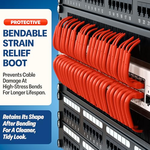 Image of Everest Ultra Slim Cat6a Ethernet Patch Cables 10ft (10-Pack) Orange | Bendable, Thin and Flexible