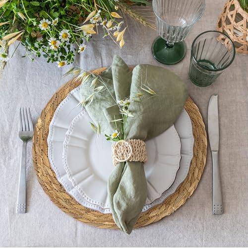 Kochorie TN0523 Set Of 12 Round Woven Placemats 12 Inches Bulrush Placemats Natural Hand-Woven Boho Rattan Placemats Wicker Table Mats Farmhouse Weave Place Mats thumb #5