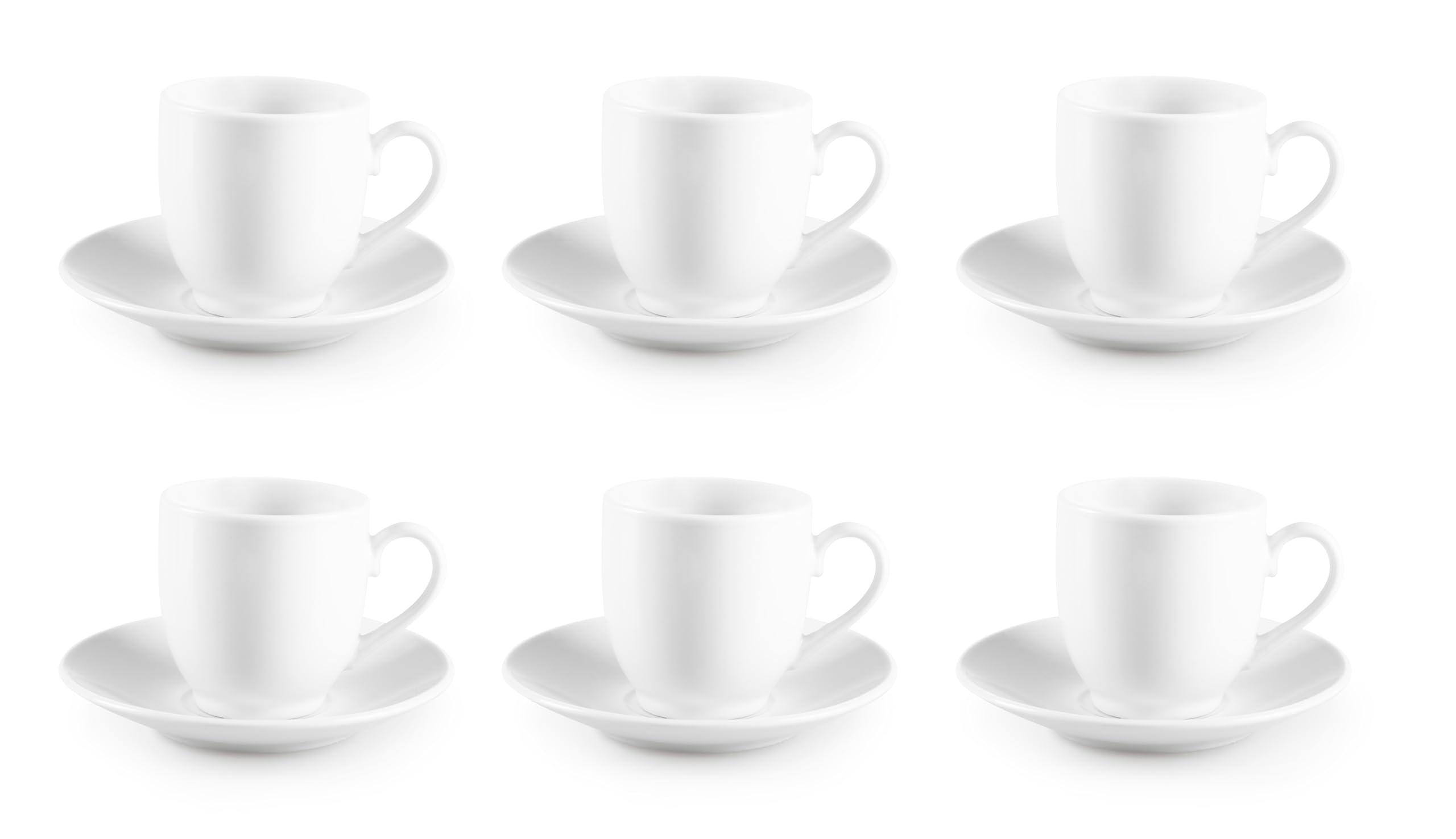 Tasses à café avec soucoupe Excelsa Simple White en porcelaine blanche, lot de 6 de 100 ml