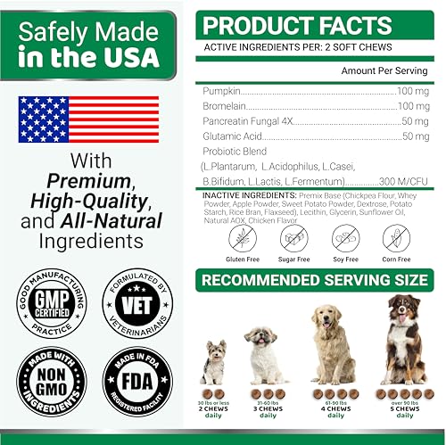 Image of YUMA'S No Poo Chews for Dogs - 170 Treats - Coprophagia & Stool Eating Deterrent for Dogs - Stop Eating Poop for Canine - Probiotics & Digestive Enzymes Supplement - Gut Health - Made in USA