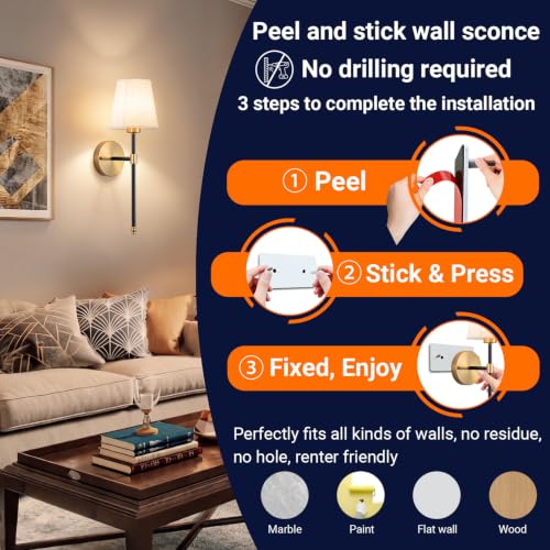 Image of Battery Operated Wall Sconce Set Of Two with Remote Control (Gold-Black)