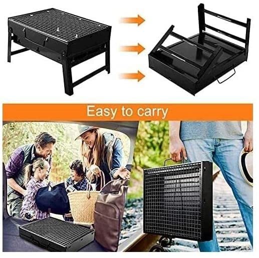 Przenośny składany grill na węgiel drzewny - gotowanie na zewnątrz ze stali nierdzewnej na piknik kemping podwórko grille i tylna klapa - kompaktowy i design