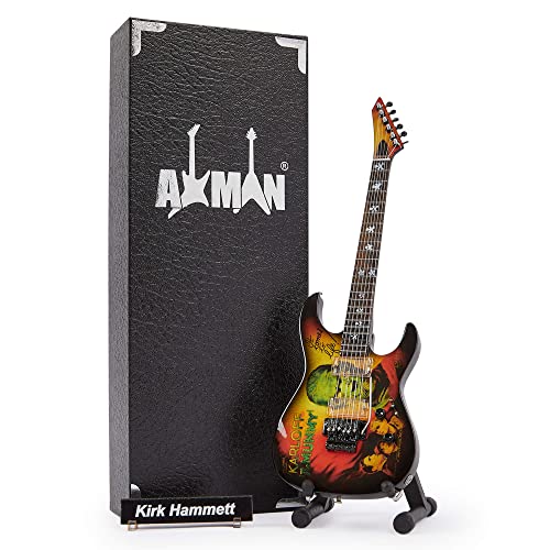 Axman Kirk Hammett Réplique de Guitare Miniature – Cadeaux de Musique – Ornementale Faite à la Main Échelle 1/4 – Boîte de présentation, étiquette...