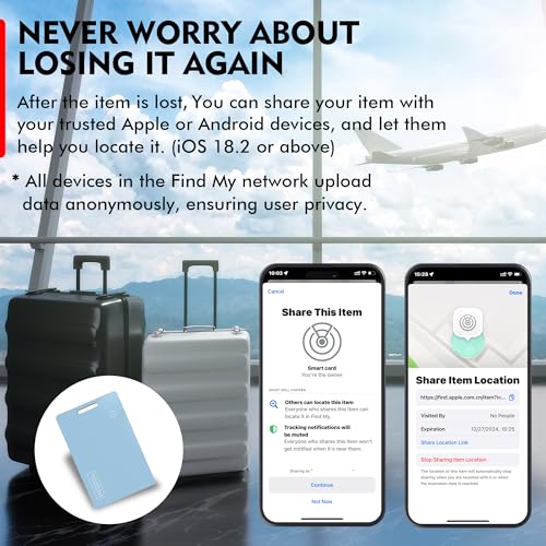 Wallet Tracker Card, Air Tracker Tags 2-Pack (iOS Only) - Work with Apple Find My, Slim Bluetooth Tracker Smart Card Wallet Finder, IP68 Waterproof, Item Locator for Luggage Tags, Passports, Purse