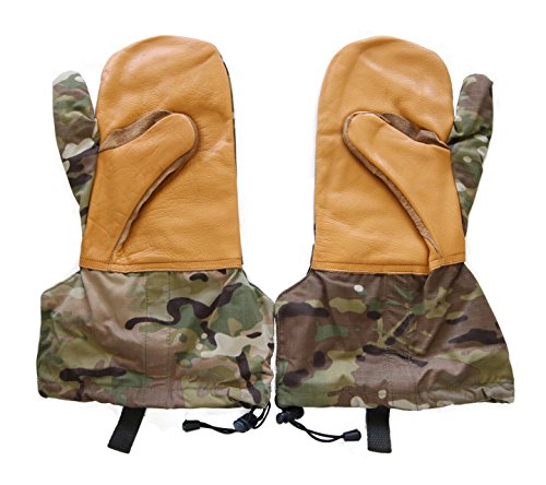 Hank's Surplus Military MultiCam Camouflage Cold Weather Leather Mittens & Wool Liners (Large, MultiCam)