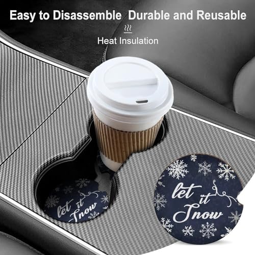 4PCS Posavasos para Auto Let It Snow Universal 6.5 cm miniatura 4