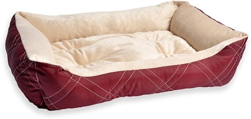 Happycare Textiles - Cama reversible para mascotas para todas las estaciones, 25 x 21 pulgadas, color rojo