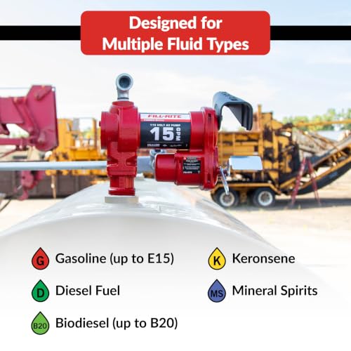 Image of Fill-Rite FR610HAF 115V 15 GPM Fuel Transfer Pump w /Discharge Hose, Automatic Nozzle, and 10-Micron Particulate Fuel Filter Kit | Gasoline, Diesel, Kerosene, Ethanol & Methanol Blends & Biodiesel