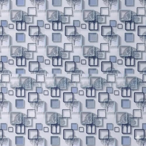 Image of 3D Frames Design Self-Adhesive Wallpaper 45x300cm | Decorative Vinyl Wall Sticker for Living Room, Bedroom & Hallway | Blue Cube Pattern DIY Wall Covering
