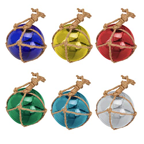 FOMIYES Nautical Glass Balls Glass Fishing Floats Balls Fishing Buoy Balls Coastal Beach Decorative Balls Ornaments for Centerpiece Bowl Vase Fish Tank Random Color Tiki Fishing Floats