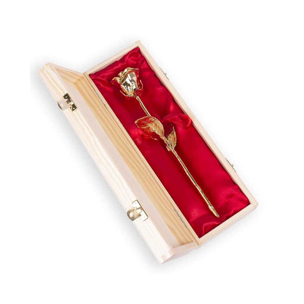 Amikado - Rose en Or et Son Coffret Personnalisé - Rose en Or éternelle, 26 cm et 24 carats - Cadeau Saint Valentin, Cadeau Maman