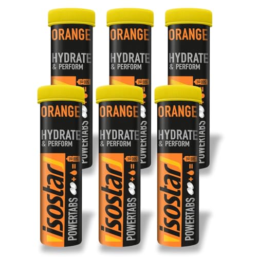 Isostar - Hydrate & Perform Powertabs mit Orangengeschmack - Brausetabletten für Isotonische Getränke – 6 x10 Tabletten