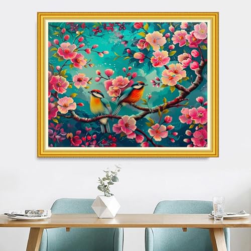 Image of Magxvouy Cross Stitch Kits Stamped Full Range of Embroidery Kits,Cross Stitch Patterns Needlework Kits for Beginners 11CT Printed Kits&Bird Flowers 16x20 inch