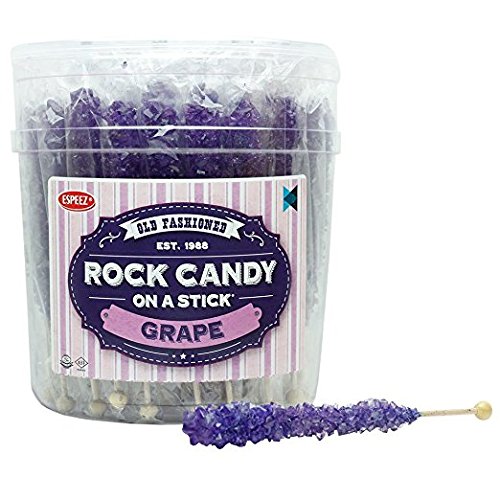 Extra Large Rock Candy Sticks: 48 Grape Lollipop - Purple Rock Candy Sticks - Individually Wrapped - Espeez Rock Candy Sticks for Candy Buffet, Birthdays, Weddings, Receptions, Bridal and Baby Showers