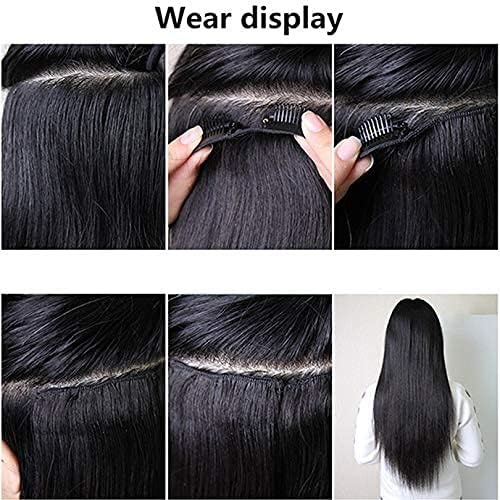 Silky Straight Clip in Human Hair Extension Brazilian Remy Clips on Hair Natural Black Straight Full Head Clip Hair For Black Woemn 100-150g (10inch 100grams, #4(Dark Brown))